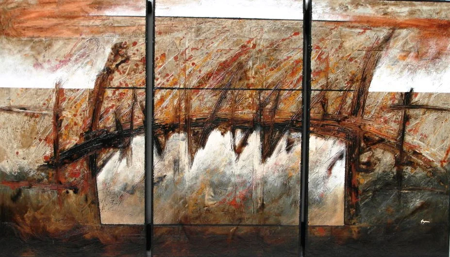 Cuadro abstracto triptico matematico IX