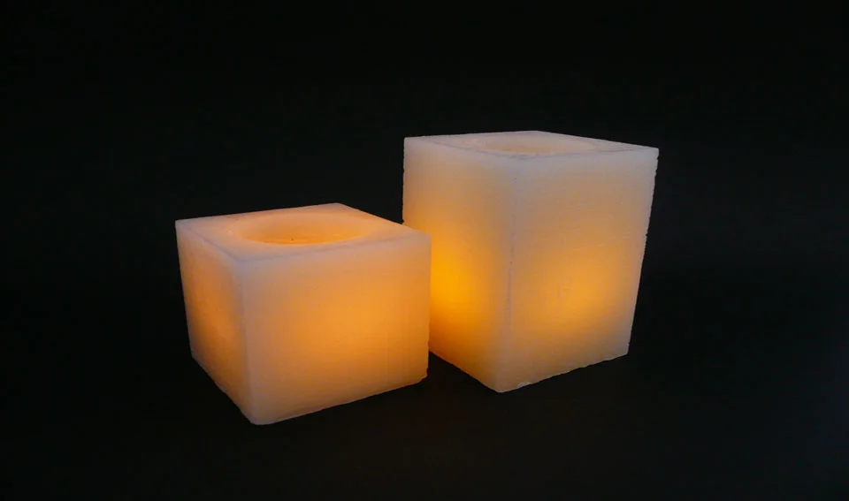 Velas de cera cuadradas con LED. Pack 2 ud.