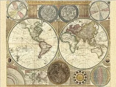 Cuadro canvas mapa globo terraqueo 1794