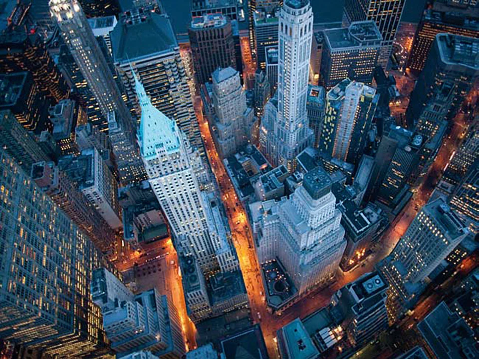 Cuadro canvas aerial view of wall street