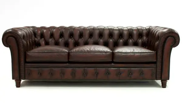 Sofá Chesterfield cuero auténtico con capitoné