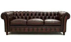 Sofá Chesterfield cuero auténtico con capitoné