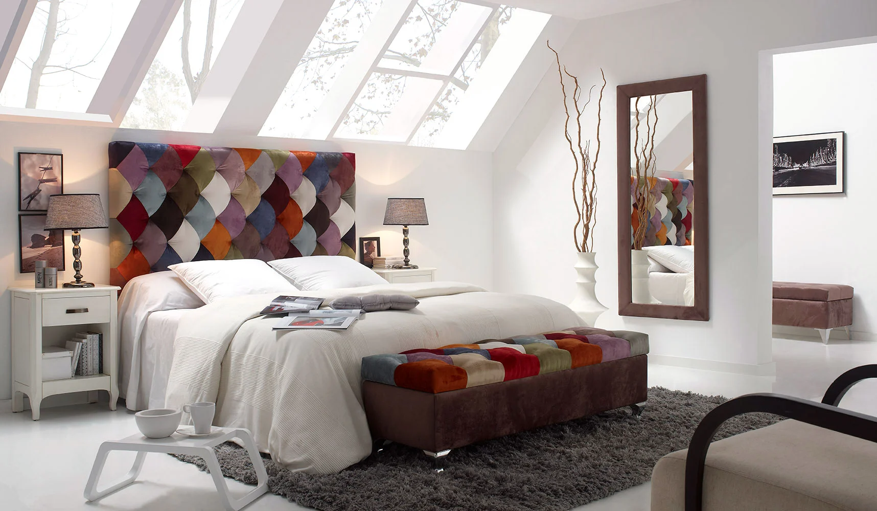 Cabecero patchwork rombos