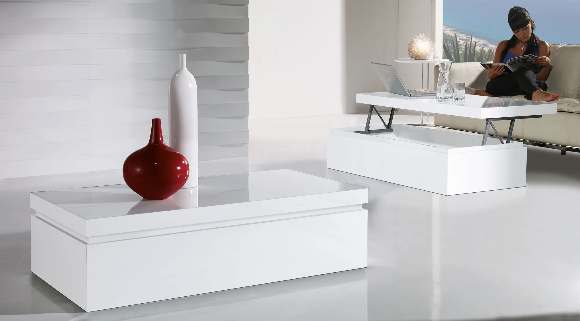 Mesa de Centro baúl elevable Moderno Stepy