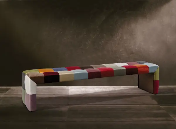 Banco vintage patchwork recto cuadros