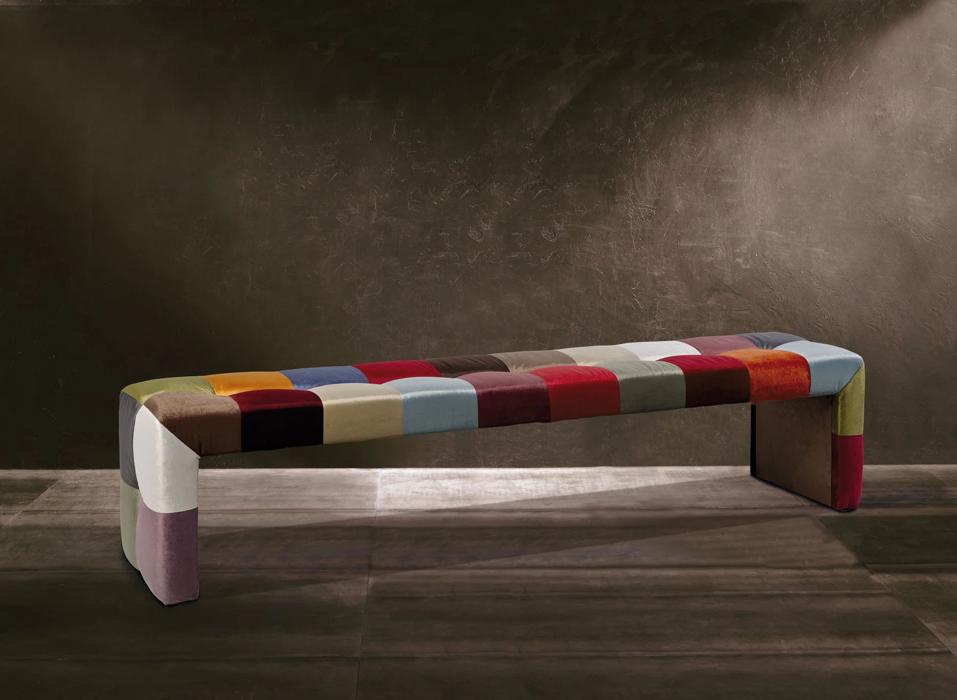 Banco vintage patchwork recto cuadros