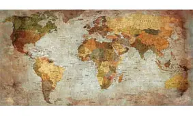 Cuadro canvas mapa mundi actual aspecto envejecido