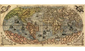 Cuadro canvas mapa mundi geografico 1565