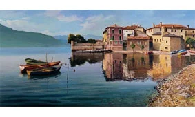 Cuadro canvas paese sul lago Cuadro canvas paese sul lago