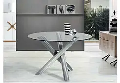 Mesa de comedor trípode acero pulido