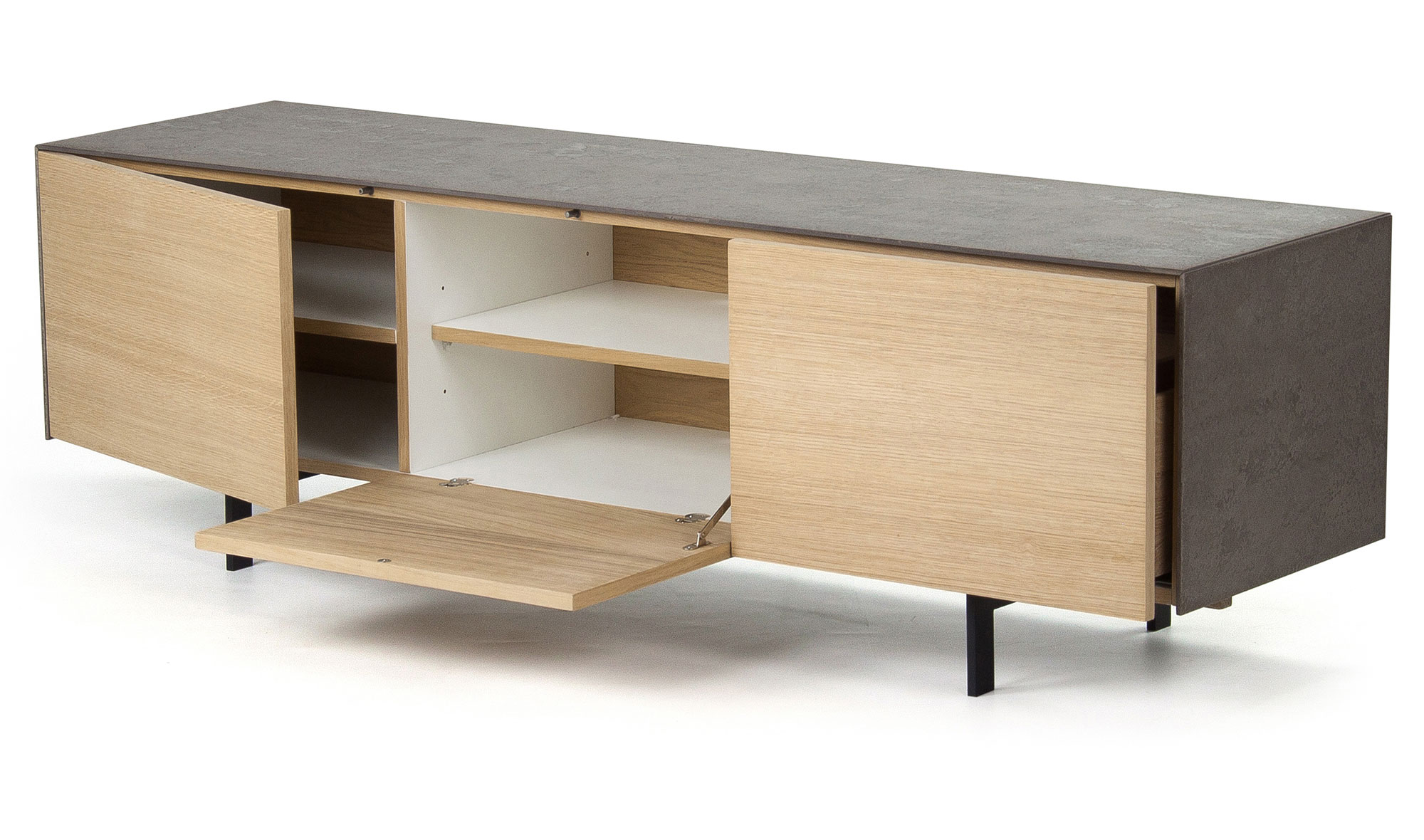 Mueble tv 2 puerta nórdico cemento
