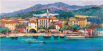 Cuadro canvas paese sul lago Cuadro canvas paese sul lago