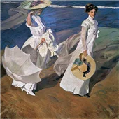 Cuadro canvas sorolla paseando por la orilla del m Cuadro canvas sorolla paseando por la orilla del m