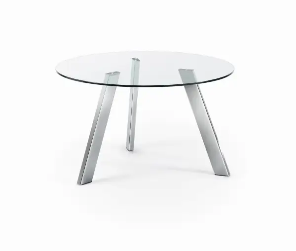 Mesa Carib cromado en cristal transparente
