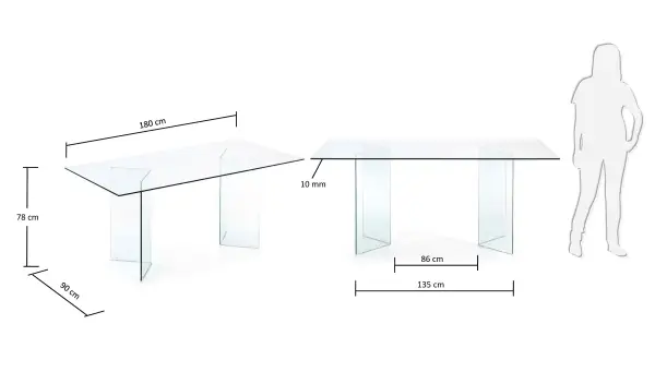 Mesa de comedor fija Burano cristal
