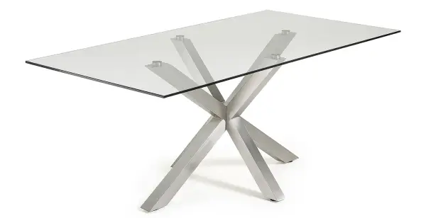 Mesa ARYA acero y cristal transparente