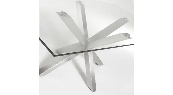 Mesa ARYA acero y cristal transparente