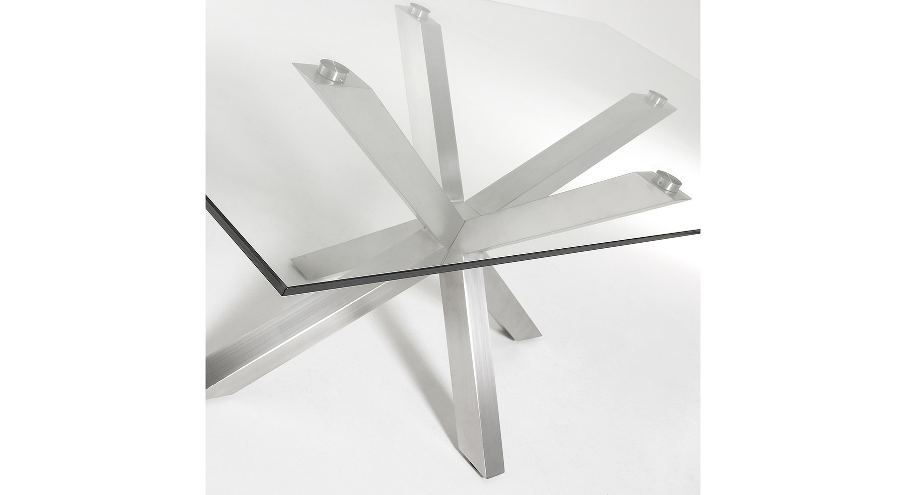 Mesa ARYA acero y cristal transparente
