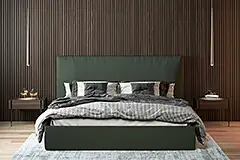Cama tapizada de piel diseño Stendhal