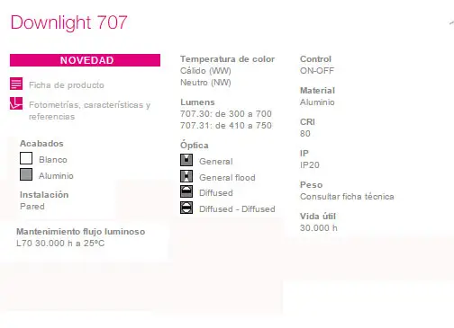 Lámpara moderna Downlight 707 SIMON