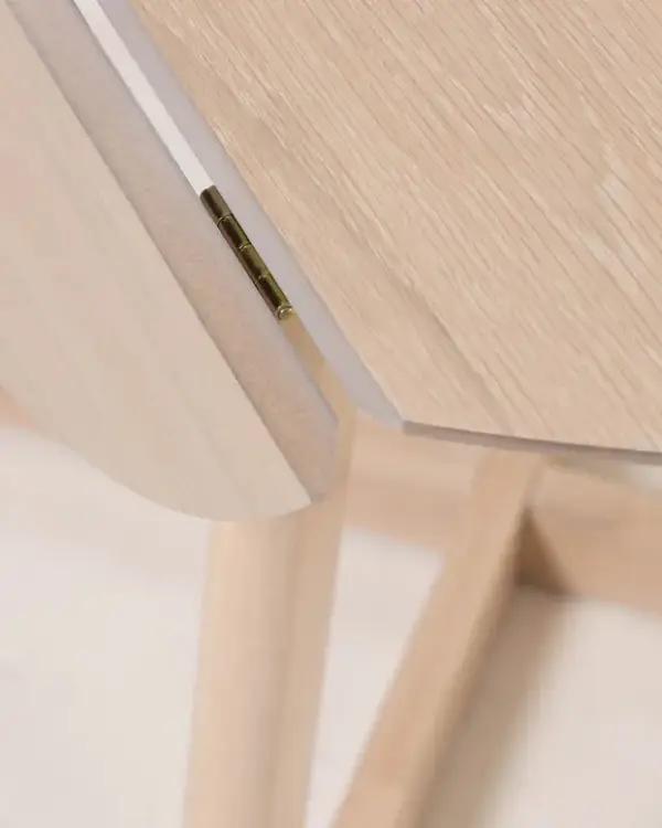 Mesa de comedor redonda extensible plegable fresno claro