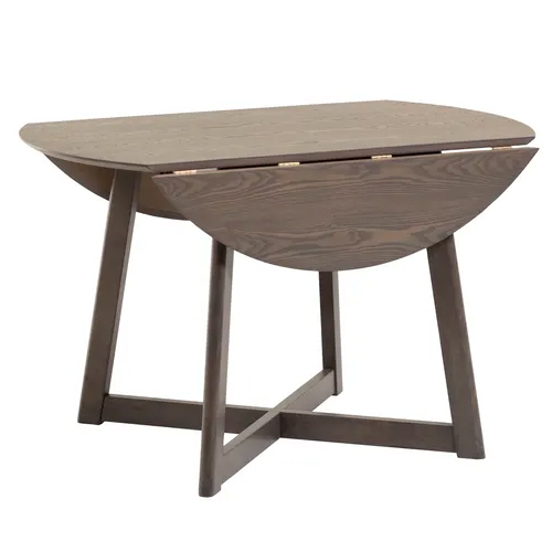 Mesa de comedor redonda extensible plegable fresno oscura