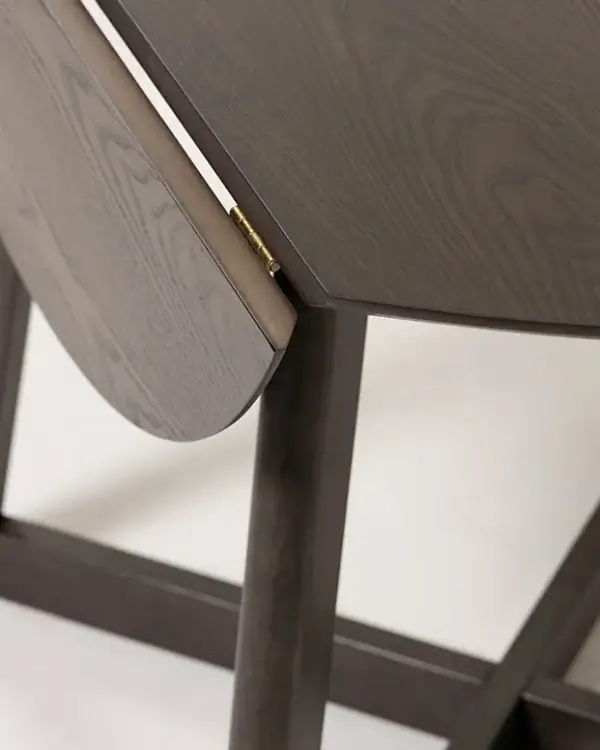 Mesa de comedor redonda extensible plegable fresno oscura