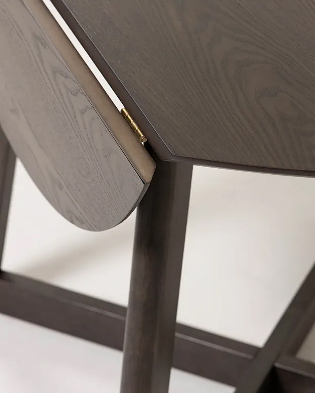 Mesa de comedor redonda extensible plegable fresno oscura
