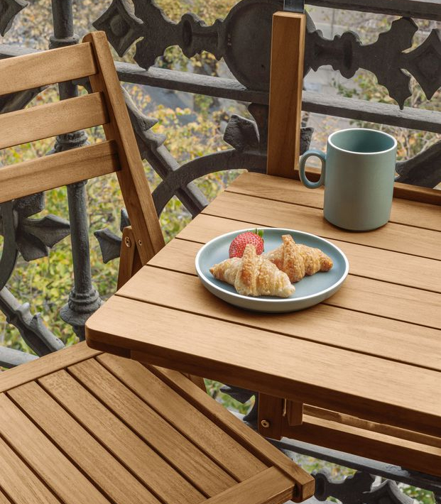 Mesa plegable de terraza o balcón de madera Amarilis de lujo en  . Tu tienda de muebles de lujo
