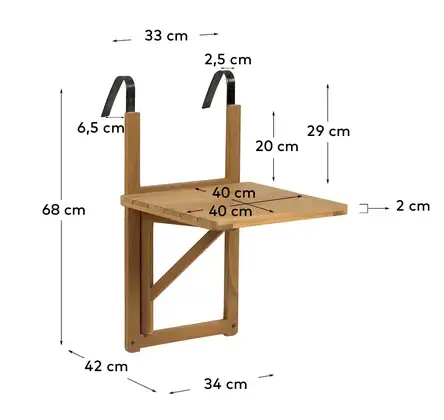 Mesa plegable de terraza o balcón de madera Amarilis