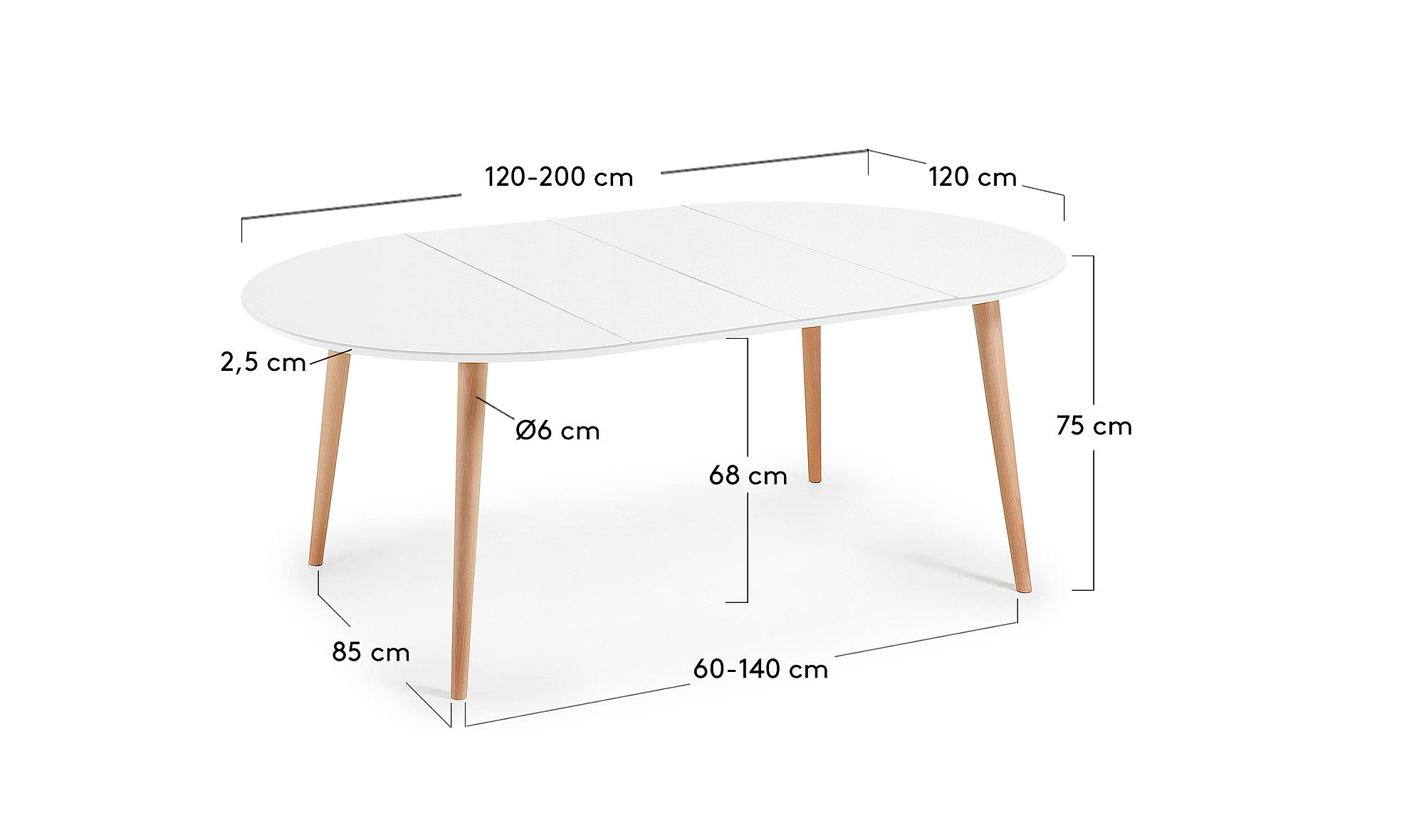 Mesa comedor nórdica Oqui extensible