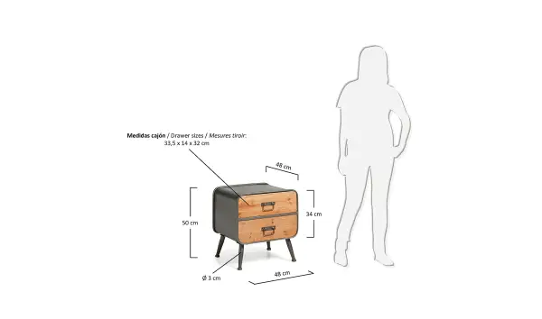 Mesa noche industrial Halie