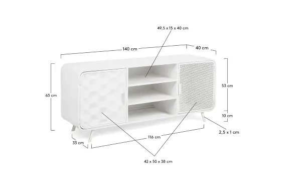 Mueble tv industrial blanco Rita