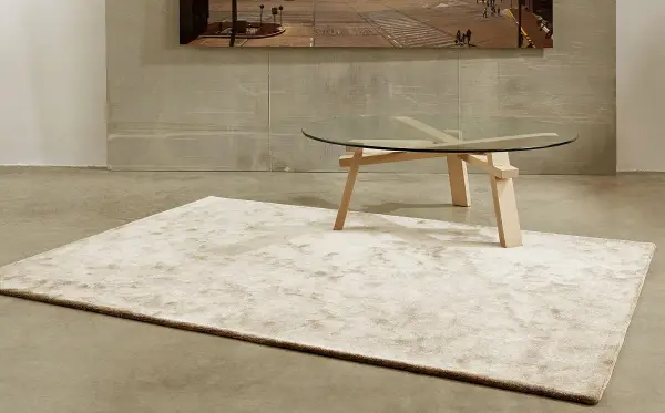 Alfombra seda beige 120x65
