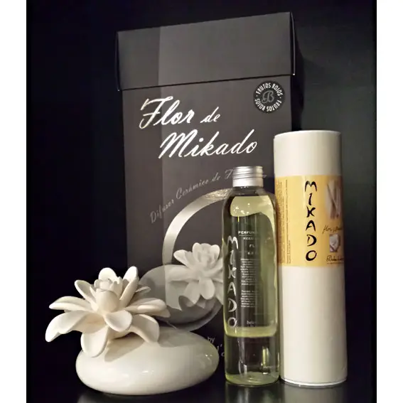 Ambientador Flor Mikado Jarrón Oval Blanco