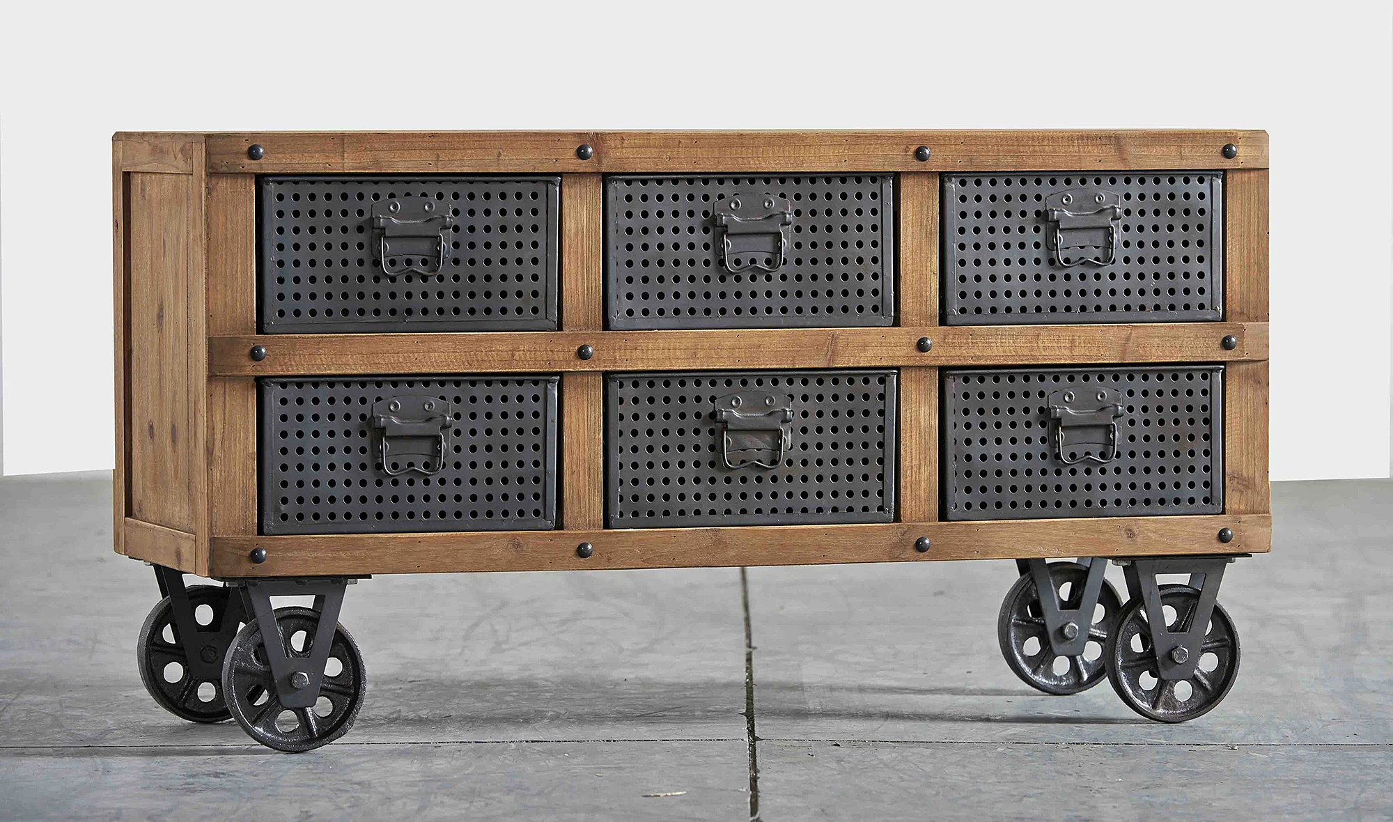 Aparador vintage 6 cajones con ruedas