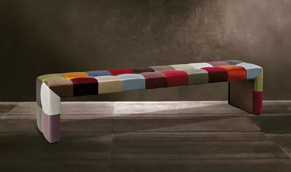 Banco vintage patchwork recto cuadros