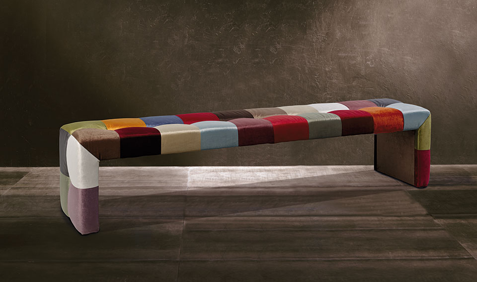 Banco vintage patchwork recto cuadros