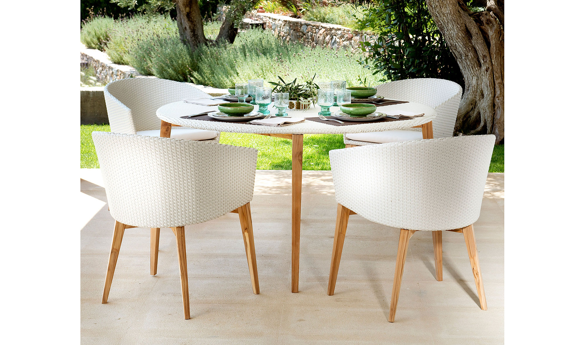 Mesa Creta de comedor y sillas Jardín exterior - Maison de Luxe