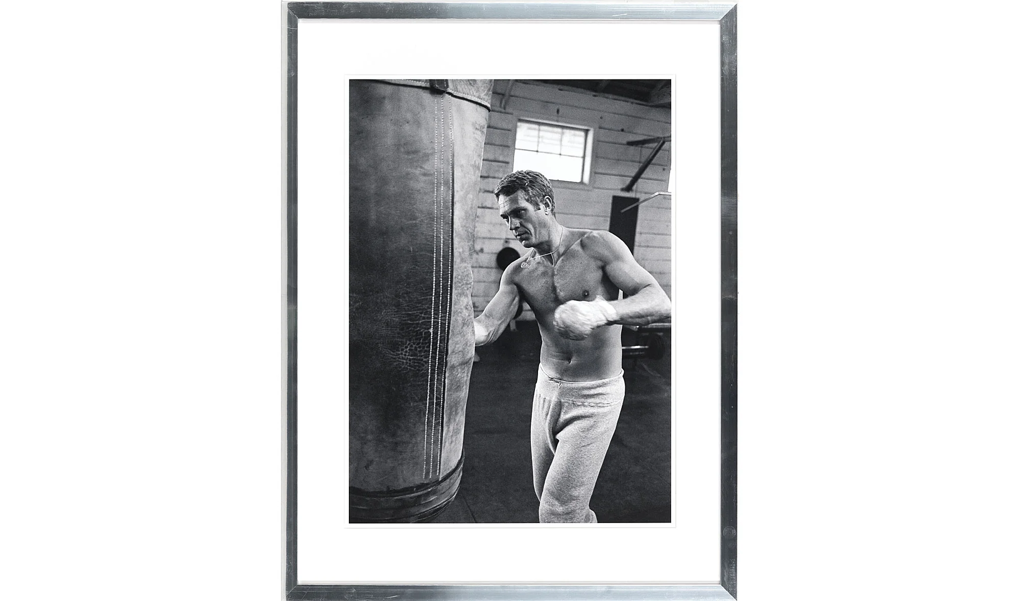 Cuadro Steve McQueen Boxeando marco en aluminio