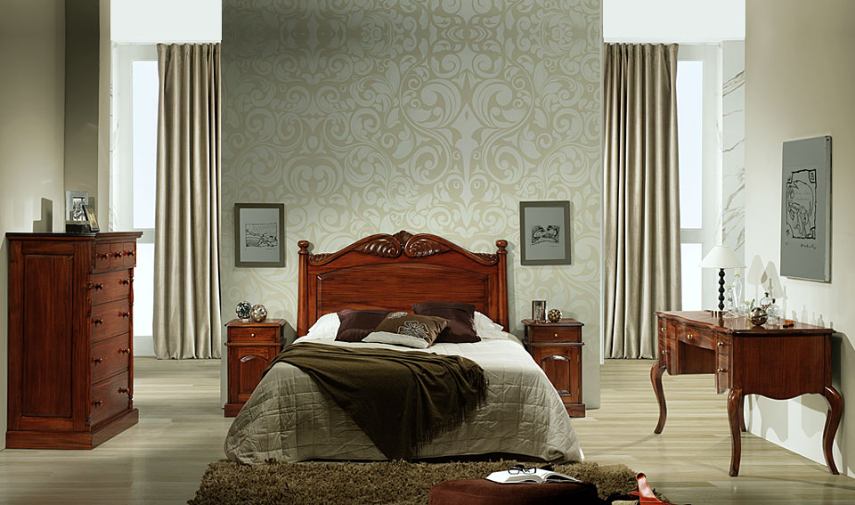 Dormitorio clásico de caoba