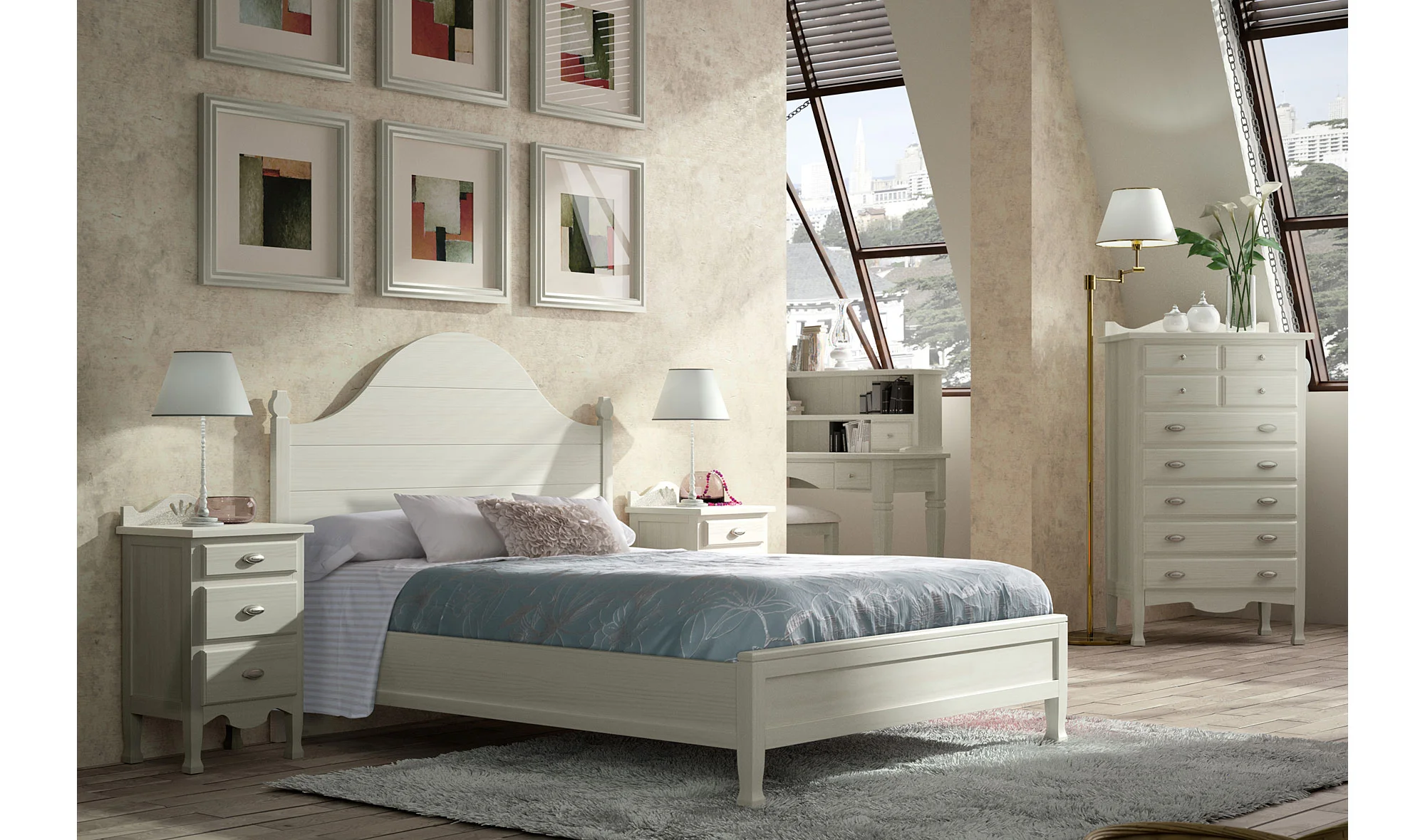 Dormitorio colonial blanco Decco