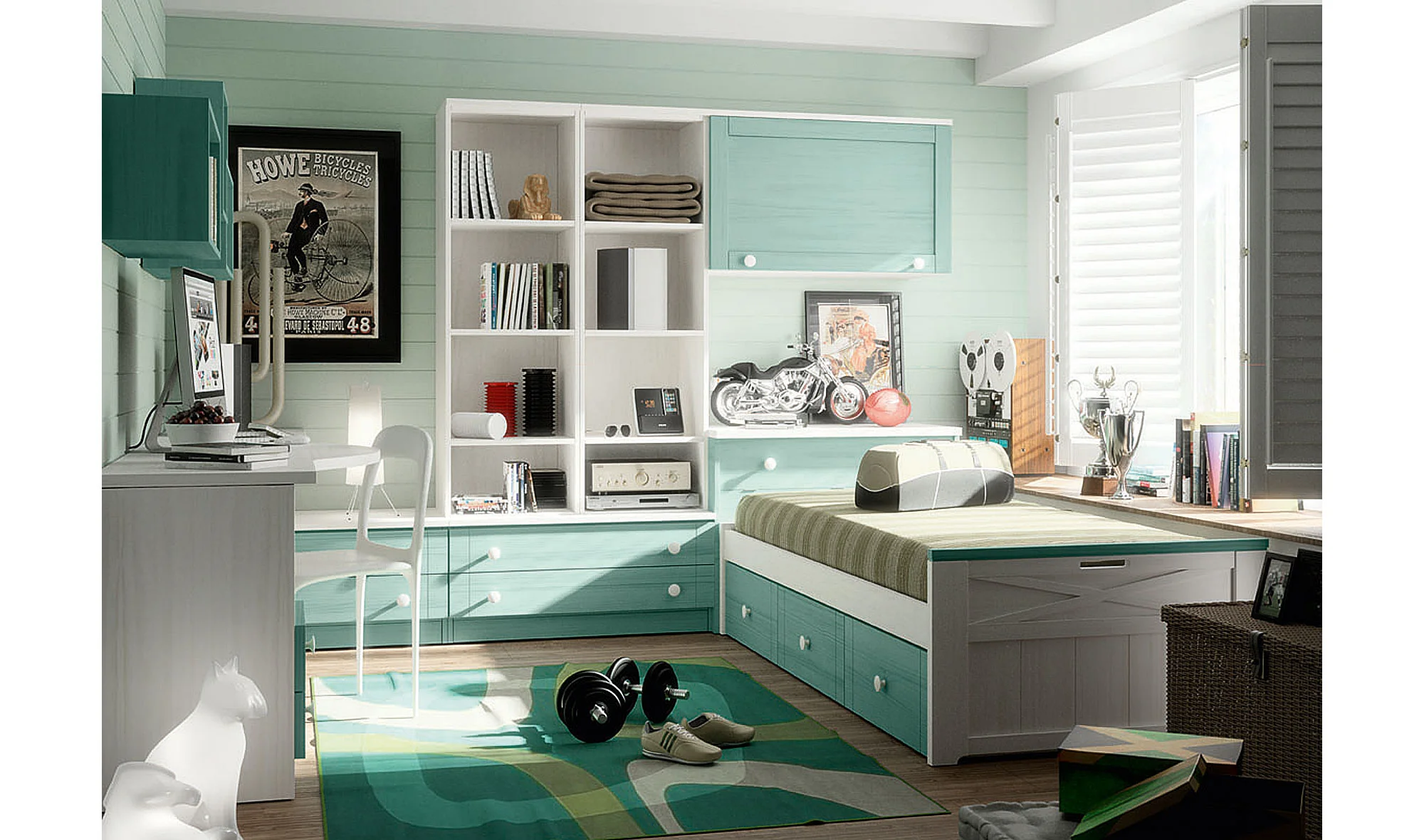 Dormitorio colonial juvenil Apilable