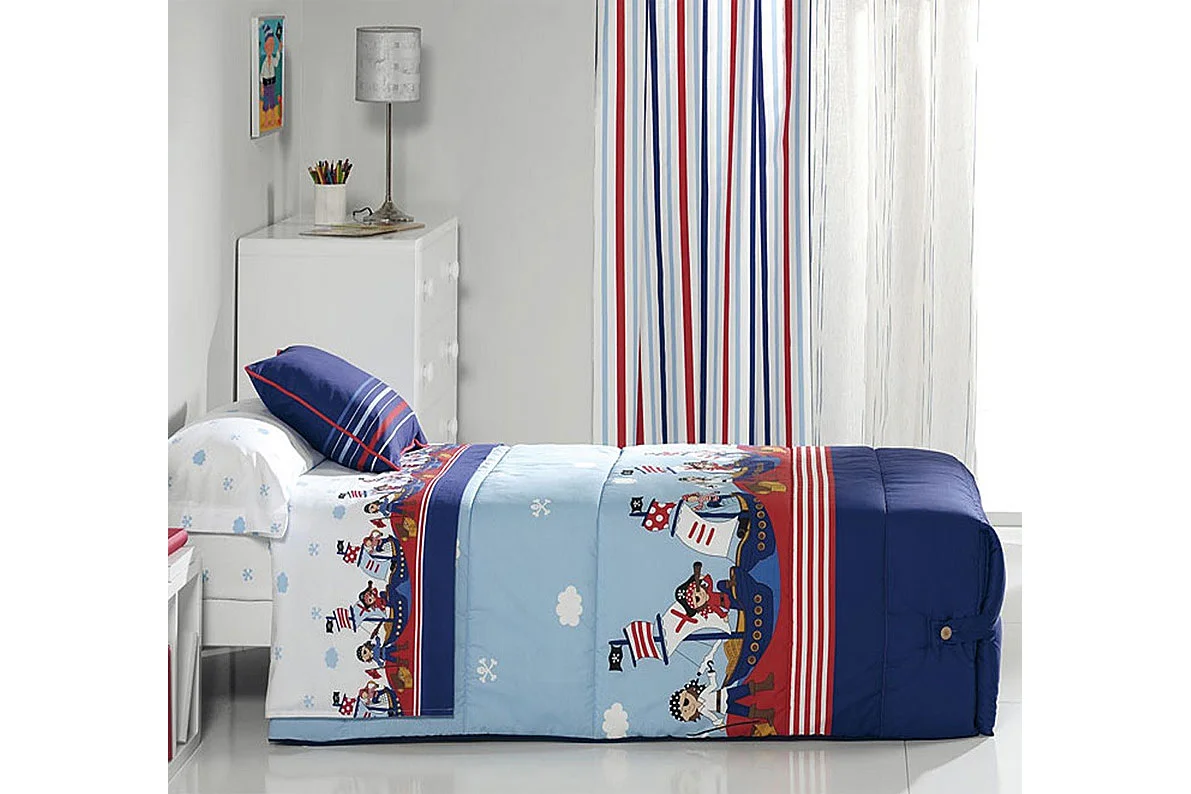 Edredón ajustable estampado piratas para cama de 90 o 105
