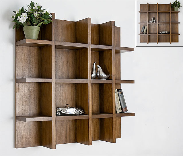 Estante de pared libreria teca