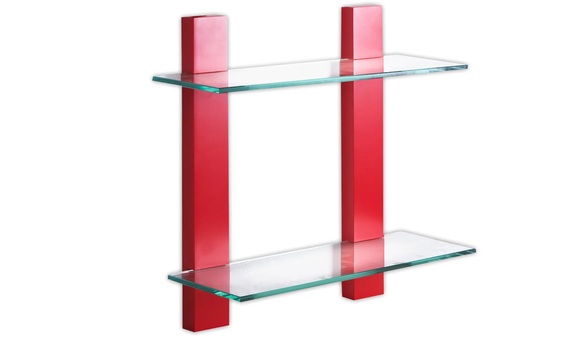 Estantería roja con cristal 2 estantes