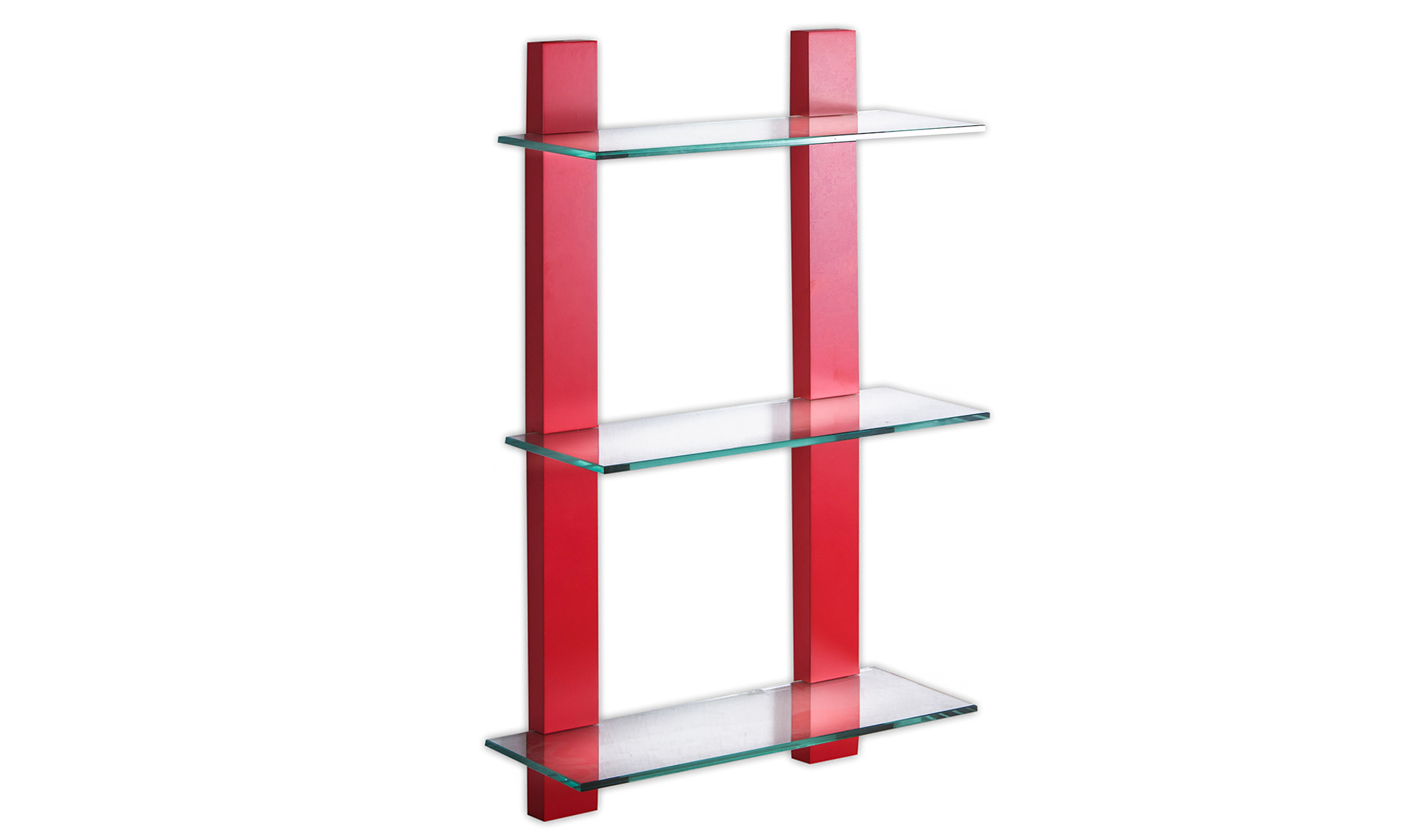 Estantería roja con cristal