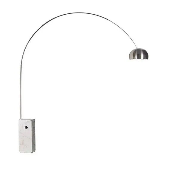 Lámpara arco base de mármol blanca