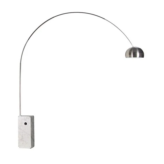 Lámpara arco base de mármol blanca