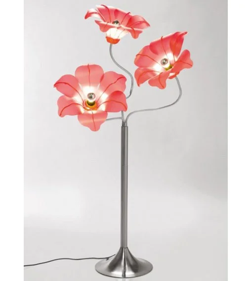 Lámpara de pie flores rojas